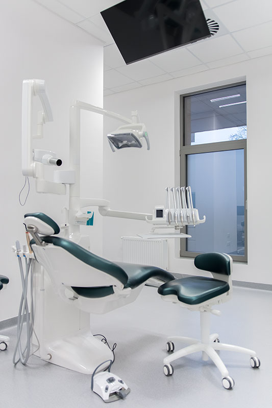 Drugi gabinet z unitem stomatologicznym w projekcie kliniki stomatologicznej w Warszawie